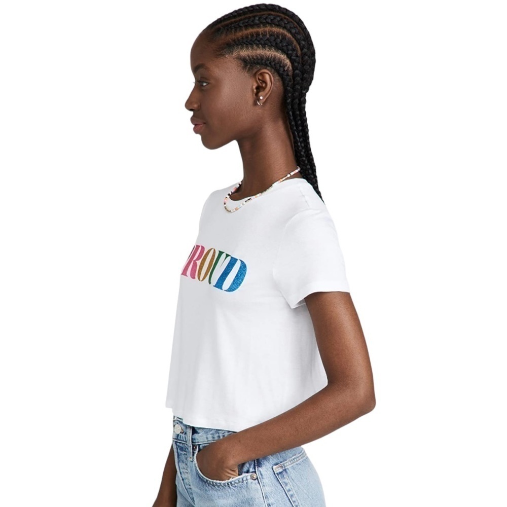 Beach Riot PROUD Rainbow Graphic Crew Neck Crop T Shirt Women’s Large - Picture 4 of 12